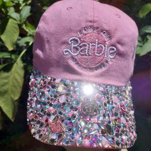 Pink Swarovski Crystal Barbie Bling Hat, Embroidered Barbie Hat, Handmade
